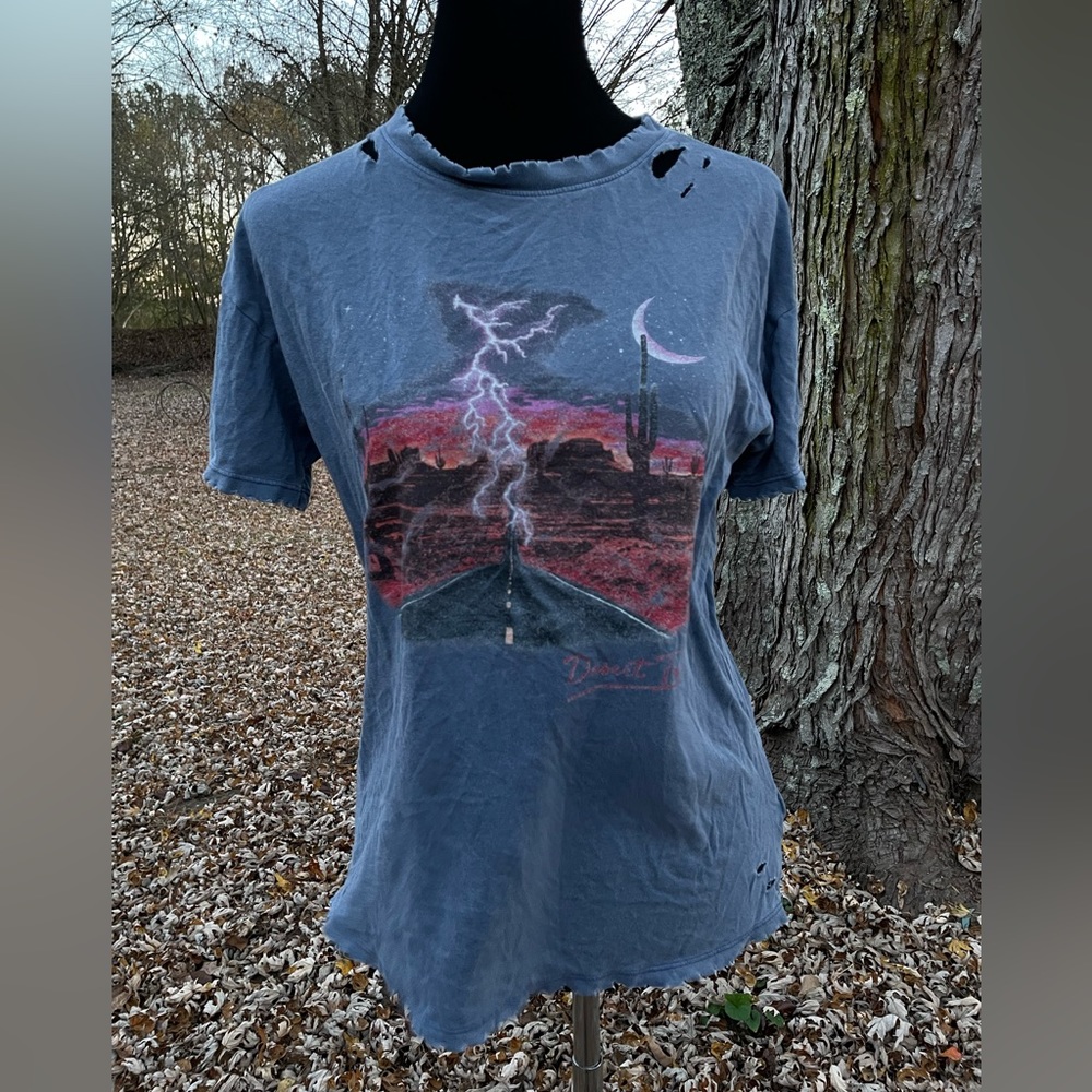 Forever 21 Blue Desert “Come Ride with Me” Graphic  Distressed T-Shirt